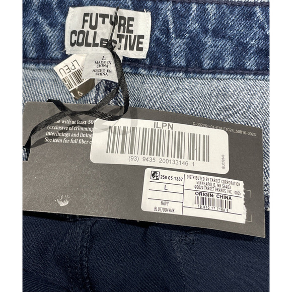 Future Collective Two Tone Criss Cross Skirt Navy Sz Large NWT - Picture 7 of 12